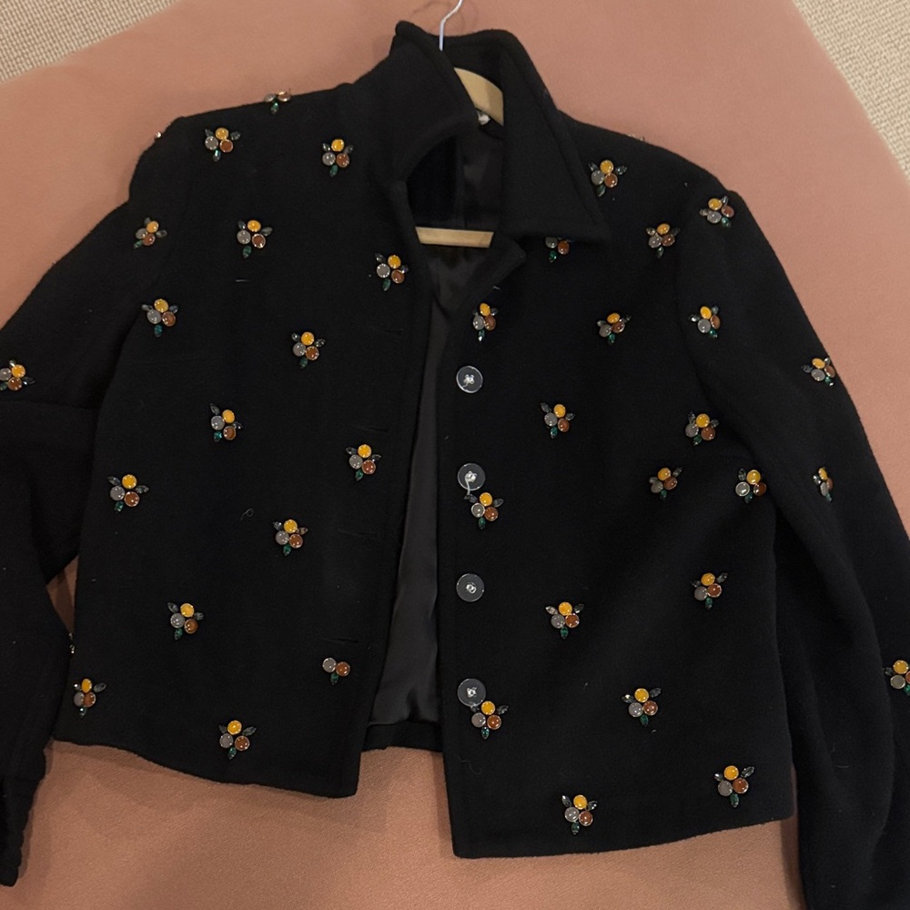 SUNO Jacket with Floral Embroidery